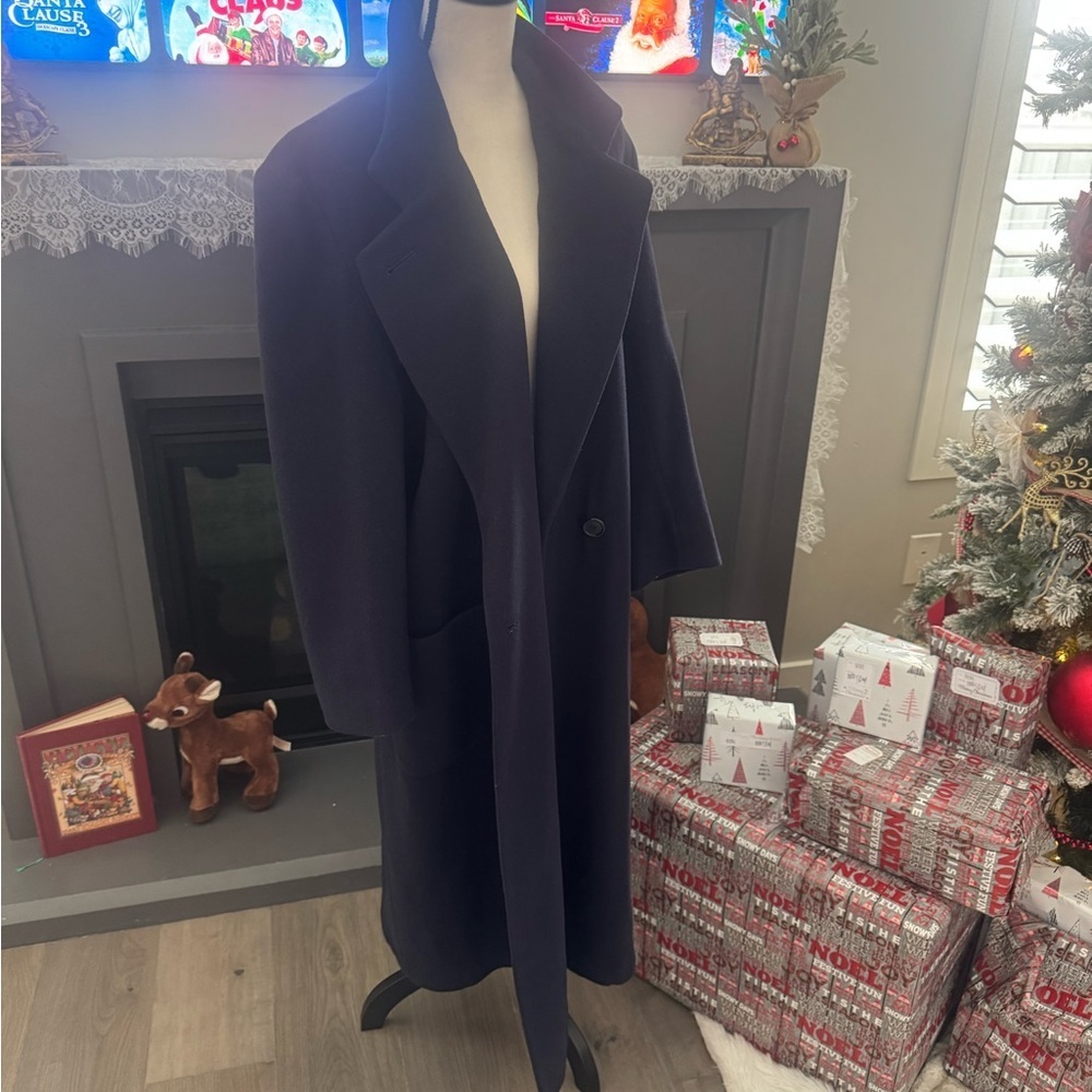 Women’s Tuscan New York Navy Wool Long Classic Tailored Overcoat size 8